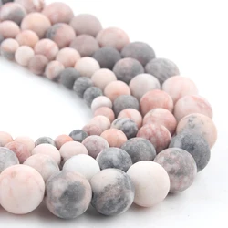 Natural Matte Pink Zebra Stone Beads 4 6 8 10 mm Round DIY Beads For Jewelry Making Handmade Necklace Bracelet 15 inch Wholesale