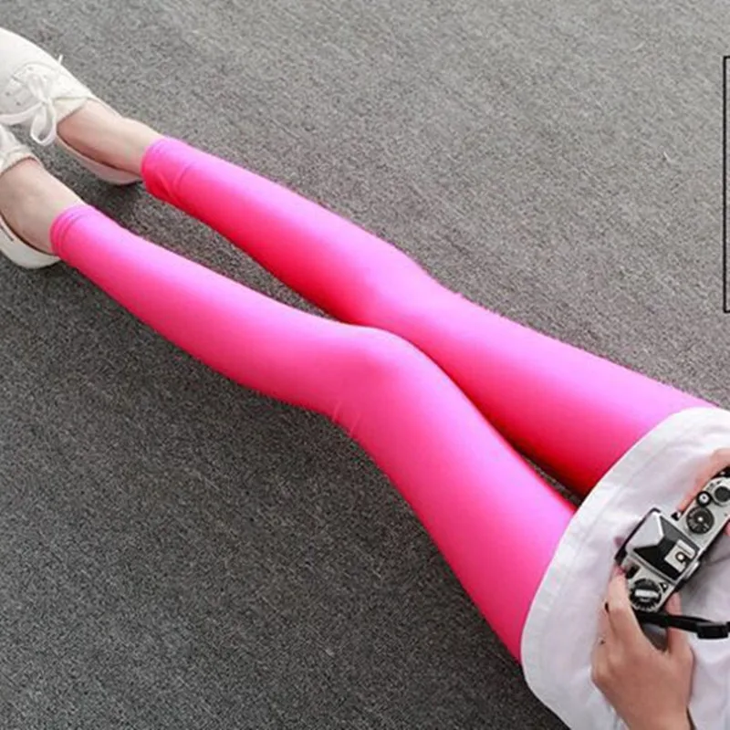 2020 New Color Fluorescent Pants Nine-Point Pants Leggings Women's Outer Wear Bright Pants Show Thin Feet