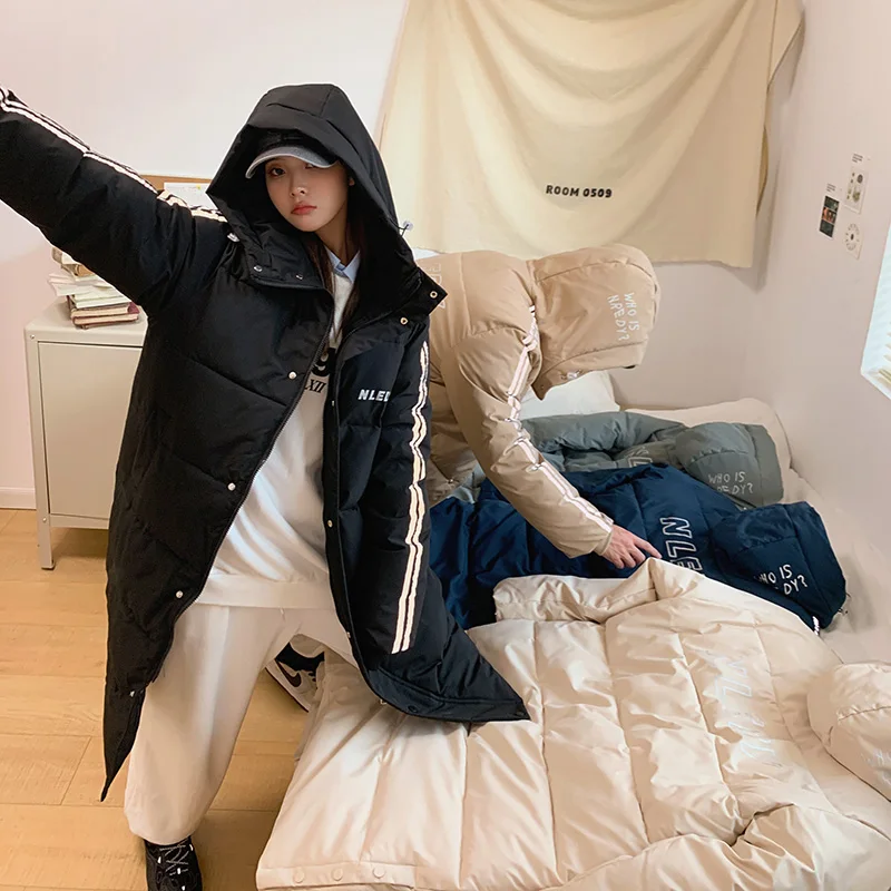 Mid-length couple padded jacket 2021 new jacket jacket women winter thick and warm Korean sports style down padded jacket parka