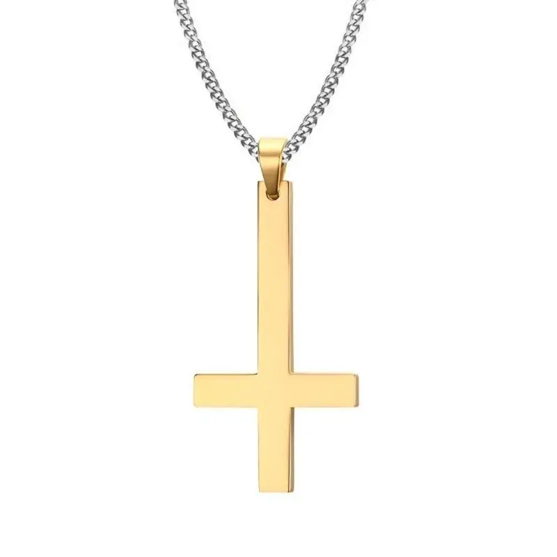 Stainless Steel Upside Down Cross Necklace  Inverted Cross Pendant with Chain