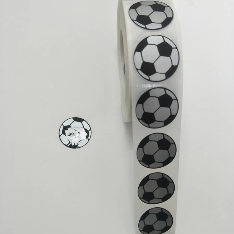 25mm, 1" Inch Round Football Pattern Scratch Off Stickers Blank For Secret Code Cover Home Game Wedding
