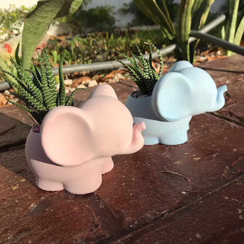 

Cute Elephant Flowerpot Mold Silicone Resin Container Mold Cement Desktop Jar Mold Candle Holder Mold Succulent Plants Pot Mold