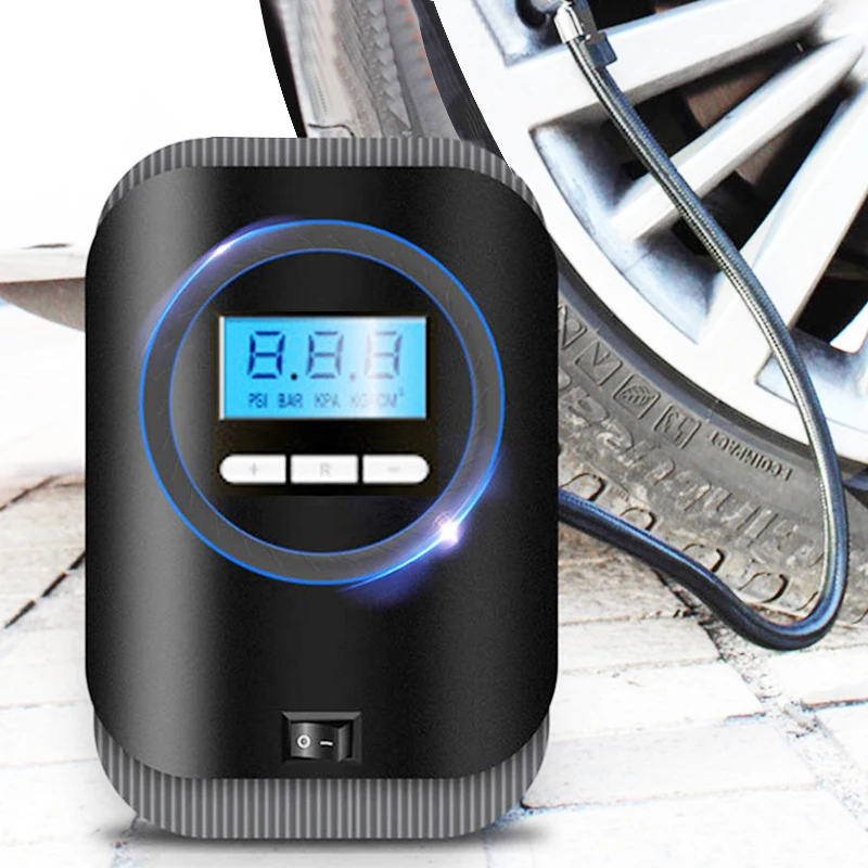 Digital Tire Inflator DC 12V Car Portable Air Compressor Pump Bright Emergency Flashlight Car Air Pump for Car Motorcycles Bike