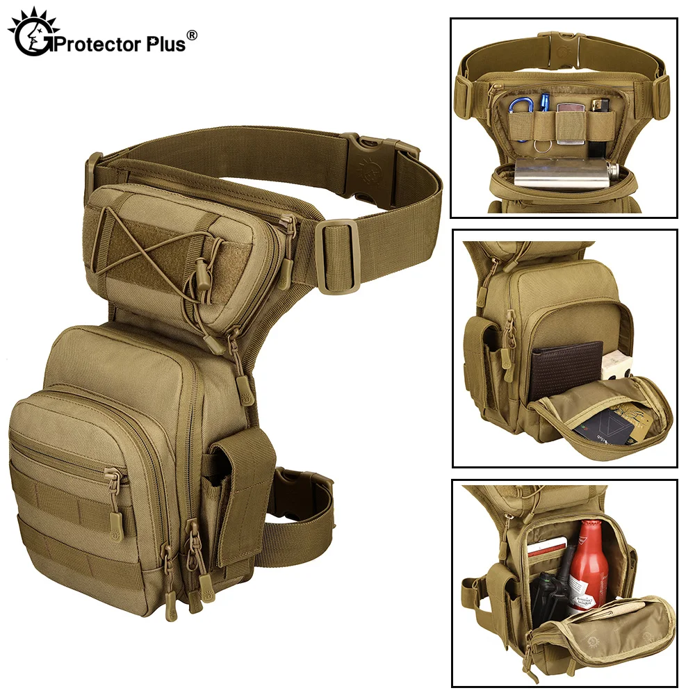 PROTECTOR PLUS Tactical Legs Bag Waist Bag 1000D Nylon Waterproof Men Outdoor Sport Climbing Hiking Camping Travel Pack