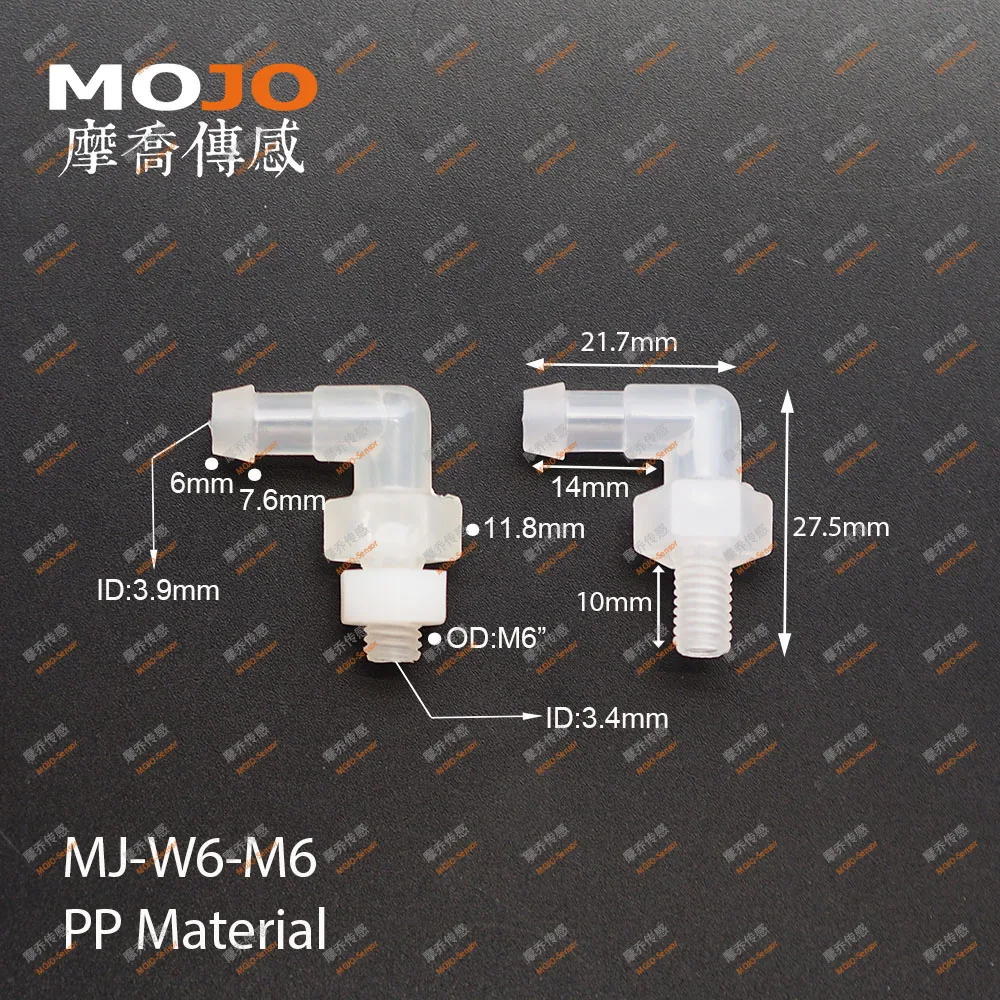2025ข้อศอกประเภทข้อต่อMJ-W6-M6 6 มม.ถึงM6 ด้ายชายเชื่อมต่อท่อ 1000pcs