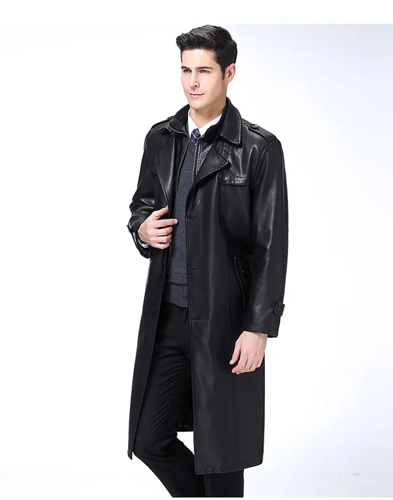 2020 Winter Leather Sheepskin Mens Leather Jacket Coats Windbreaker Plus Size 5XL European Russia Male Genuine Leather Trench