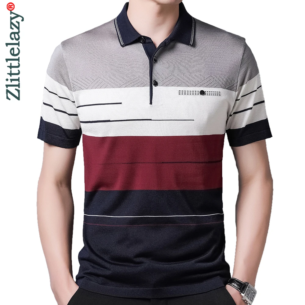 2022 Brand Short Sleeve Polo Tee Shirt Men Casual Summer Striped Men\'s Clothing Polos Shirts Mens Fashion Slim Fit Poloshirt 722