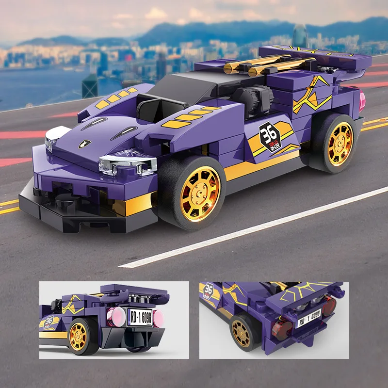 Boy gift birthday gift building blocks famous car series EVO supercar F1 racing children toy car building blocks