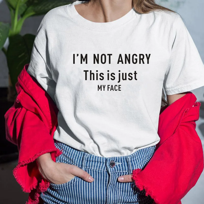 I'm not angry this is just my face Letters women for Friend T Shirt Tee Ladies Women Gardening  lady is the New Cat Lady Farmer