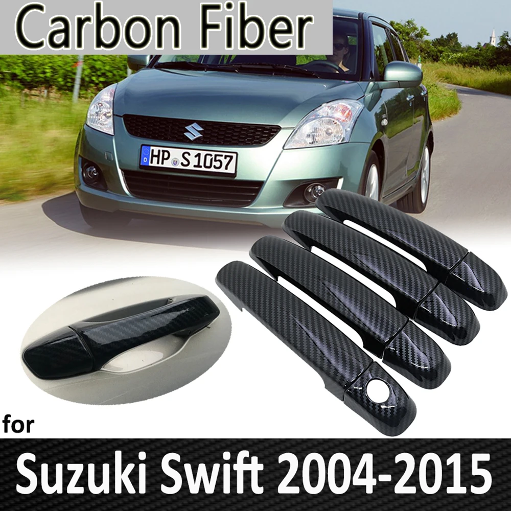 Black Carbon Fiber for Suzuki Swift Maruti DZire 2004~2015 2008 2009 2010 2011 2012 2013 2014 Door Handle Cover Car Accessories