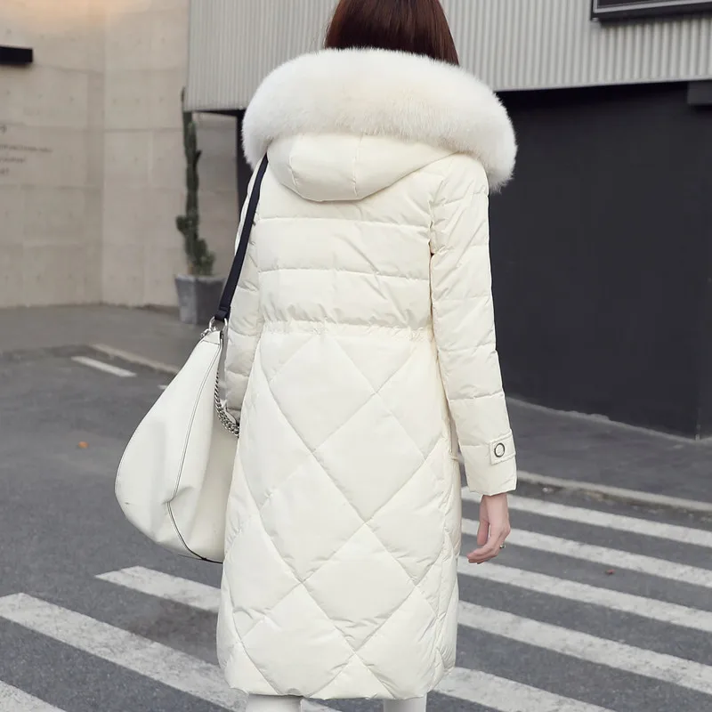 Jacket Down White Duck Women Long Down Coat Female Plus Size 5XL Parka Jackets Fox Fur Hooded Thick Warm Outwear LWL1192