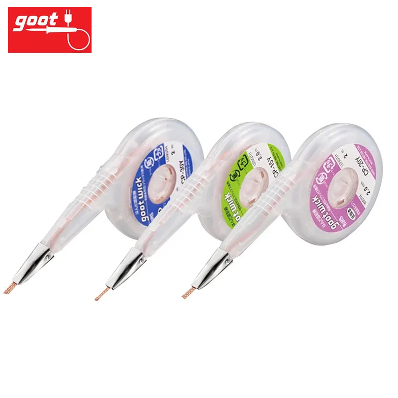 1Pcs 2M Japan Goot Loodvrij Rohs Msds Desolderen Wicks Dispenser Pack Met Rvs Mond Voor precisie Pcb Rma Veilig