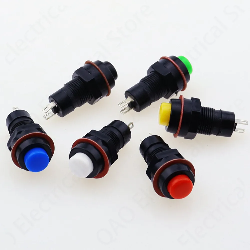 6pcs DS-211 DS-213 Push Button Switch 10mm Momentary / Self Locking Round Button Switch DS211 DS213 miniature
