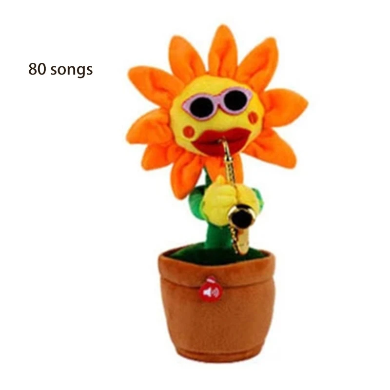 

P31C 33cm/13inch Electric Singing Flower Anti-Anxiety Toy Plush Doll Birthday Gift Interactive Realistic Flower for Kids Baby