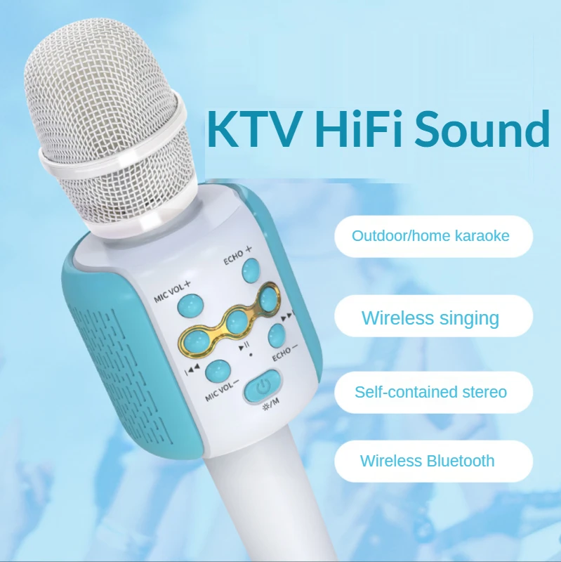 Microphone for Singing Portable Wireless Bluetooth Karaoke Professiona Handheld Microfone Singing Recorder Mic for Ios Android