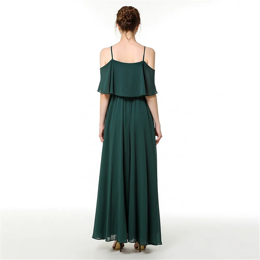 Vestidos A-line Chiffon Long Evening Dress 2020 New Spaghetti Vintage Evening Gown Abendkleider Robe De Soiree Longo