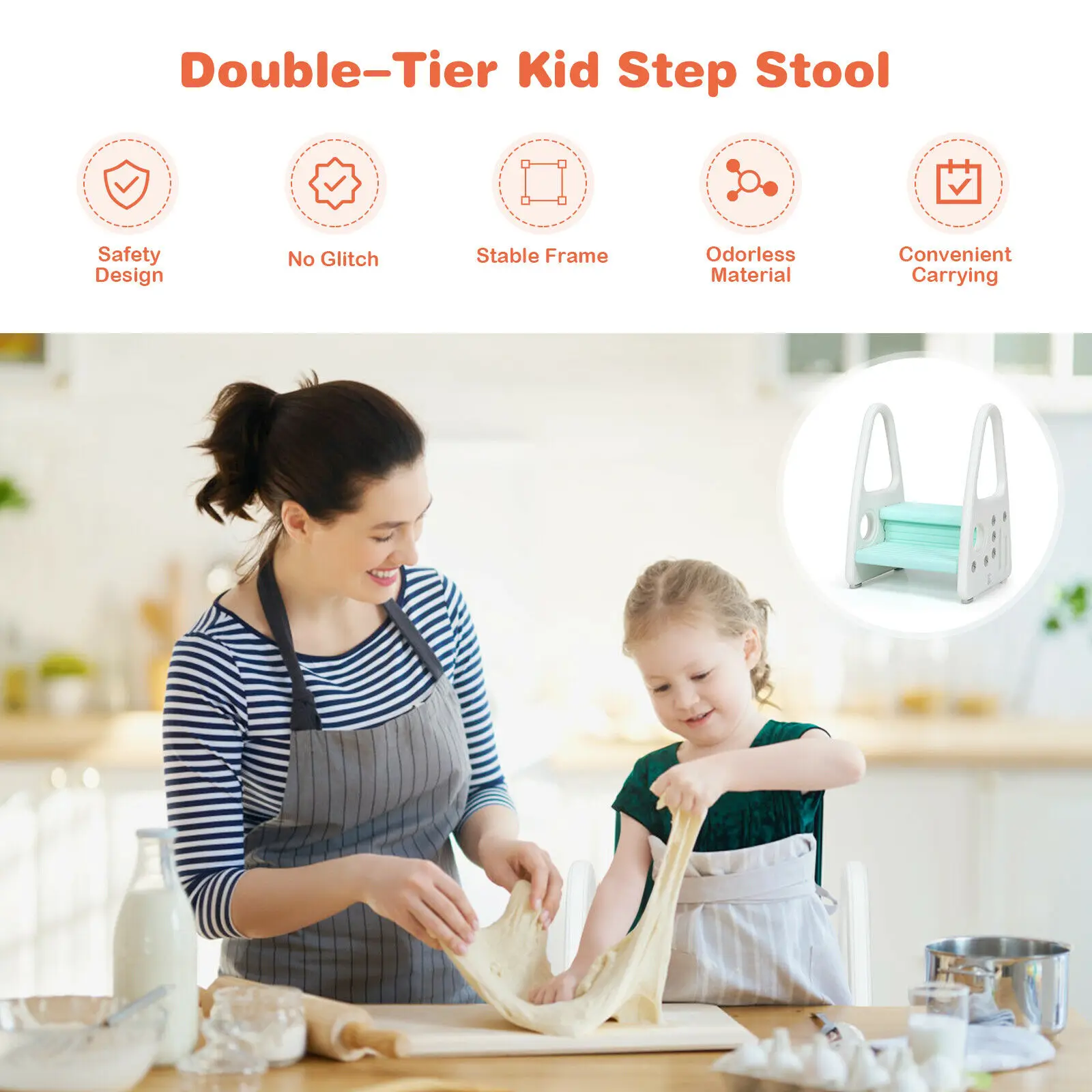 Taburete de paso para niños, ayudante de aprendizaje con reposabrazos para cocina, inodoro, orinal de entrenamiento