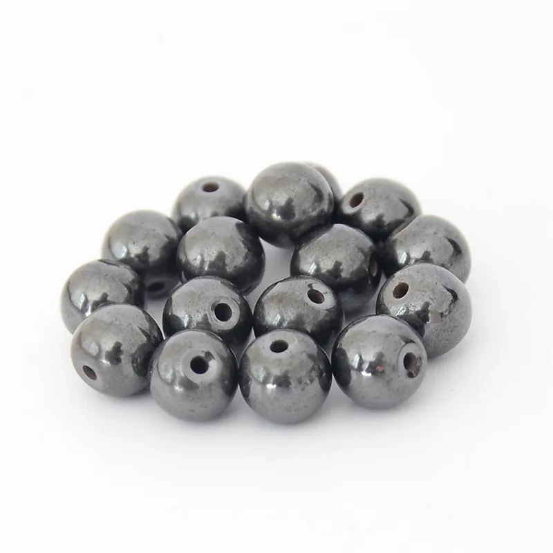 50PCS/lot Ball Shape Magnetic Black Hematite Beads Fit Bracelets Jewelry DIY Making Natural Stone Beads Handmade Accessories