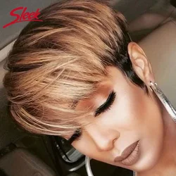 Sleek Short Human Hair Wigs Pixie Cut Wigs For Women Remy Brazilian Hair Wigs Short Wigs Natural Wave Short Wigs For Black Women