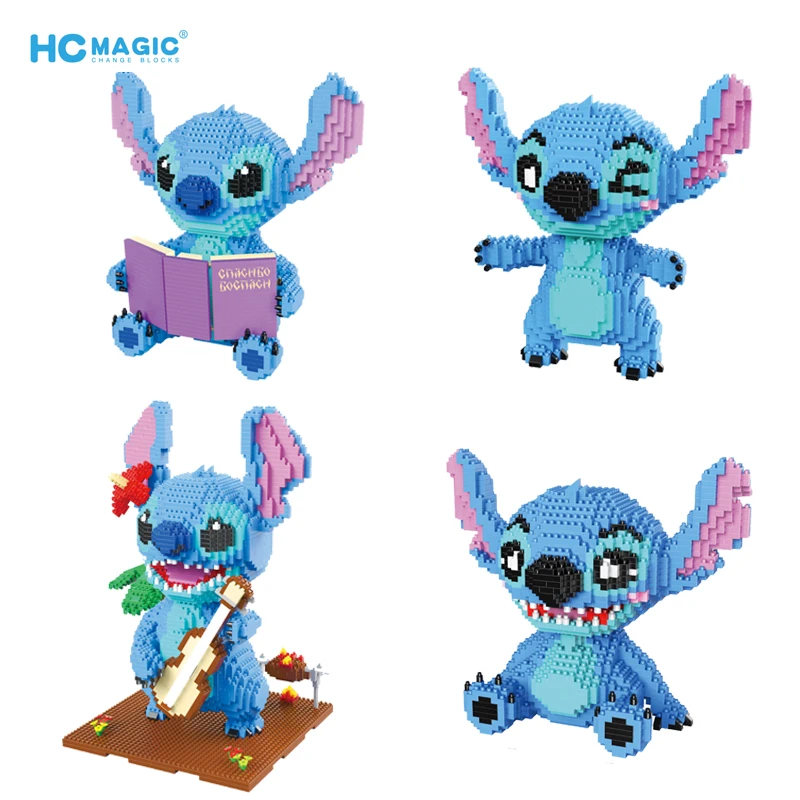 Disney Stitch Diamond Building Block Wink Guitar Lilo and Stitch Figure Model Disney Block Toys Mirco Bricks For Kid Gift