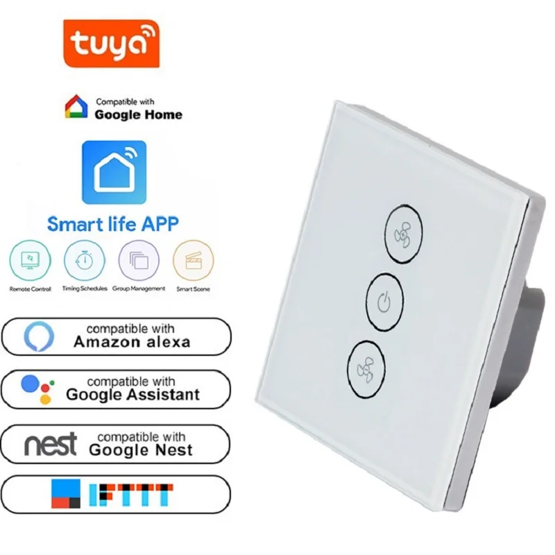 Wifi Ceiling Fan Light switch Remote control Stepless speed regulation touch fan peed Tuya switch AC110-240V