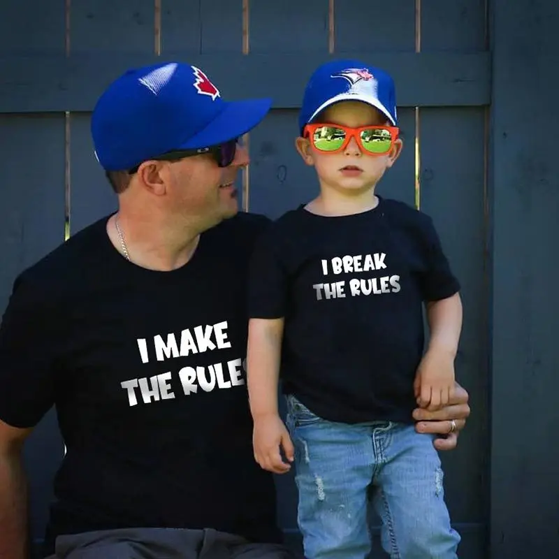 Family Matching Outfits Cotton Dad Mommy Kids Baby TShirt Girl Boy Rompers Toddler Family Clothing Sets I Make Break The Rules