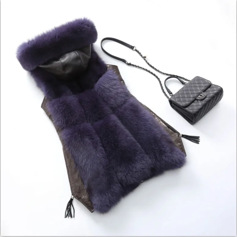 2020 autumn and winter new Korean version of imitation fox fur stitching hooded fur vest jacket women