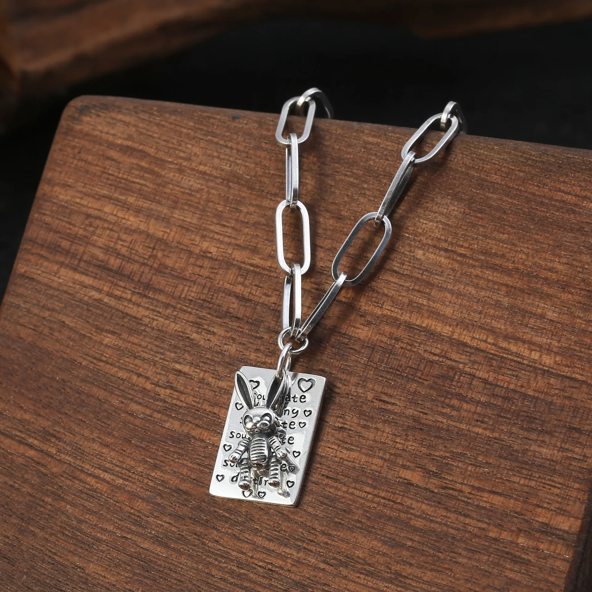 

Emith Fla Authentic 100% 925 Sterling Silver Designer Necklace Vintage Silver Rabbit Pendant Necklace Fashion Jewelry Men women