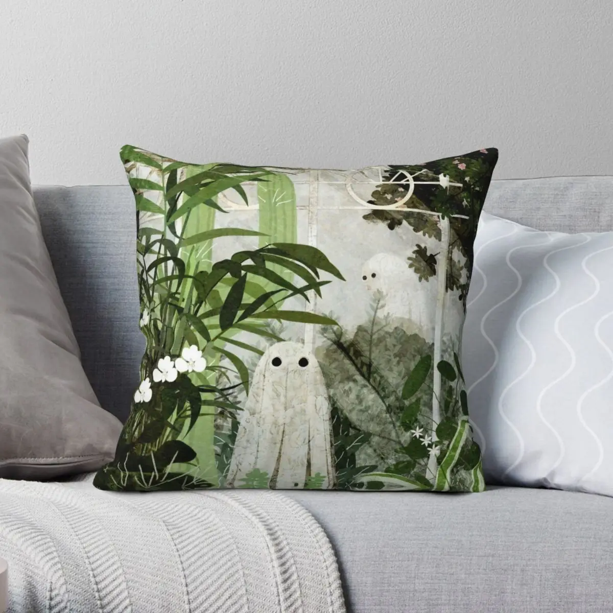 There's A Ghost In The Greenhouse Pillowcase Polyester Linen Velvet Printed Zip Decorative Sofa Seater Cushion Cover