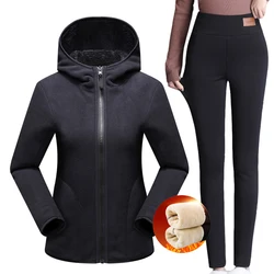 Ski Pants Set Women Winter Warm Windproof Softshell Fleece Jacke And Snow Trousers Outdoor Trekking Camping Hiking Jacket Women