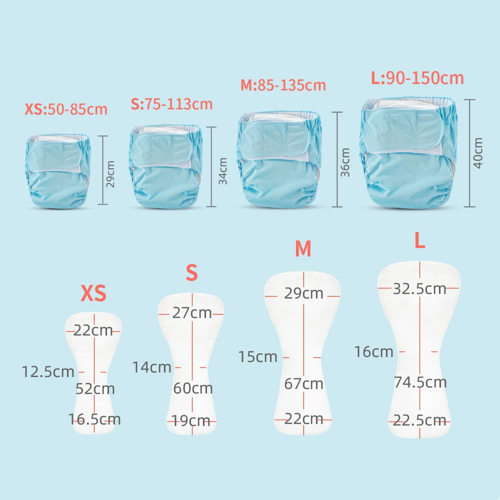 HappyFlute 4Size Oversize Children's Nappy Waterproof Hook&Loop Cloth Diaper With Extra large Insert For Big Baby&Adult Diaper
