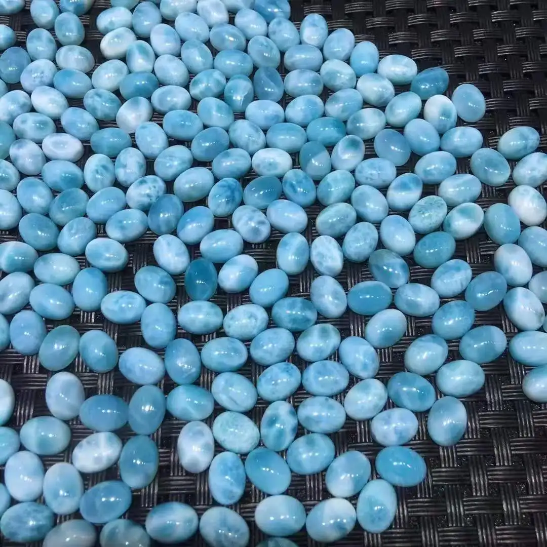 6pcs Natural Larimar Bead Cabochon Loose gemstone oval 6*8MM cabochon Ring/Earring face fashion jewelry accessories