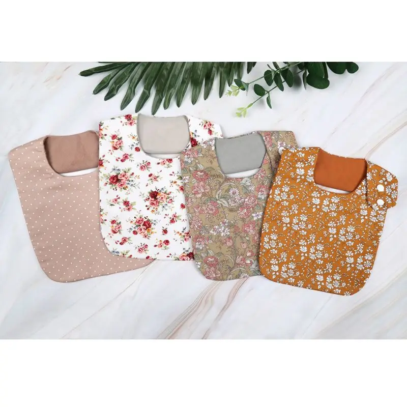 Hoa Vintage Sơ Sinh Đôi Bên Yếm Bé Trai Bé Gái Chống Nước Vải Lanh Cotton Nước Miếng Khăn Tắm Cho Bé Quà Tặng