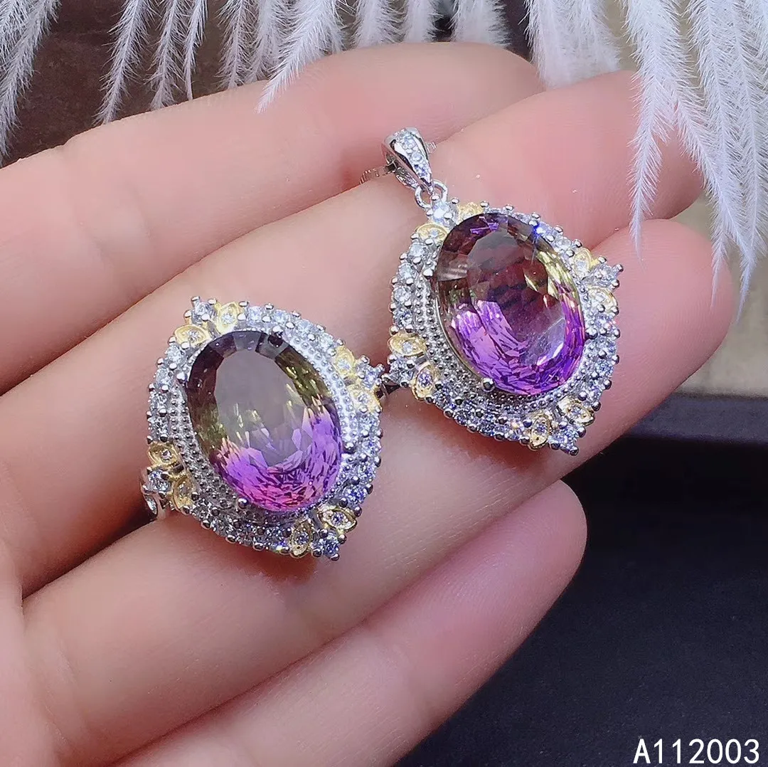 

KJJEAXCMY Fine Jewelry 925 sterling silver inlaid Ametrine female gemstone set fashion