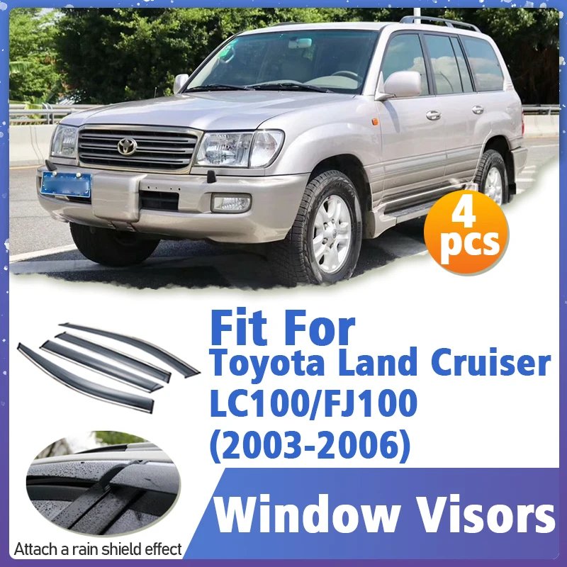 

Window Visor Guard for Toyota Land Cruiser LC100 FJ100 2003-2006 Vent Cover Trim Awnings Shelters Protection Sun Rain Deflector