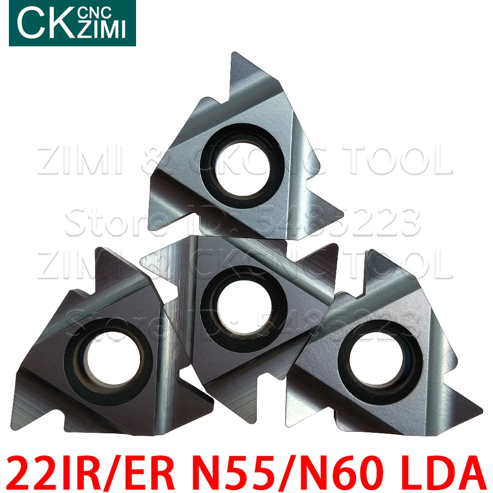 22IR N55 LDA 22IR N60 LDA 22ER N60 LDA, إدراج كربيد CNC أدوات تحول الخيط الخارجي الداخلي للصلب المقاوم للصدأ والصلب
