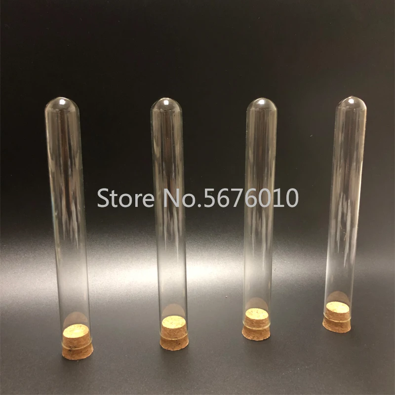 20pcs/lot 15x150mm Lab Glass Test Tube with Cork Stoppers Laboratory School Educational Supplies Glass Tube