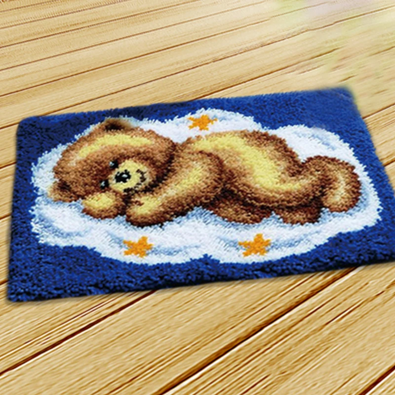 NUBECOM Cartoon Bear DIY Segment Embroidery Materials Latch Hook Carpet Embroidery Latch Hook Rug Kits doe het zelf Supplies