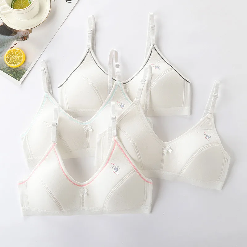 Kids Girls Training Bras Wireless Cotton Underwear For Teenage Girls Young Student Training Bras Solid Age For 12-16Years