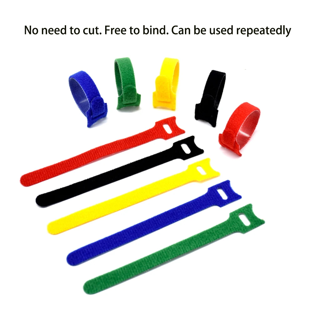 50pcs /100pcs Releasable Cable Ties Colored Plastics Reusable Cable ties Nylon Loop Wrap Zip Bundle Ties T-type Cable Tie Wire