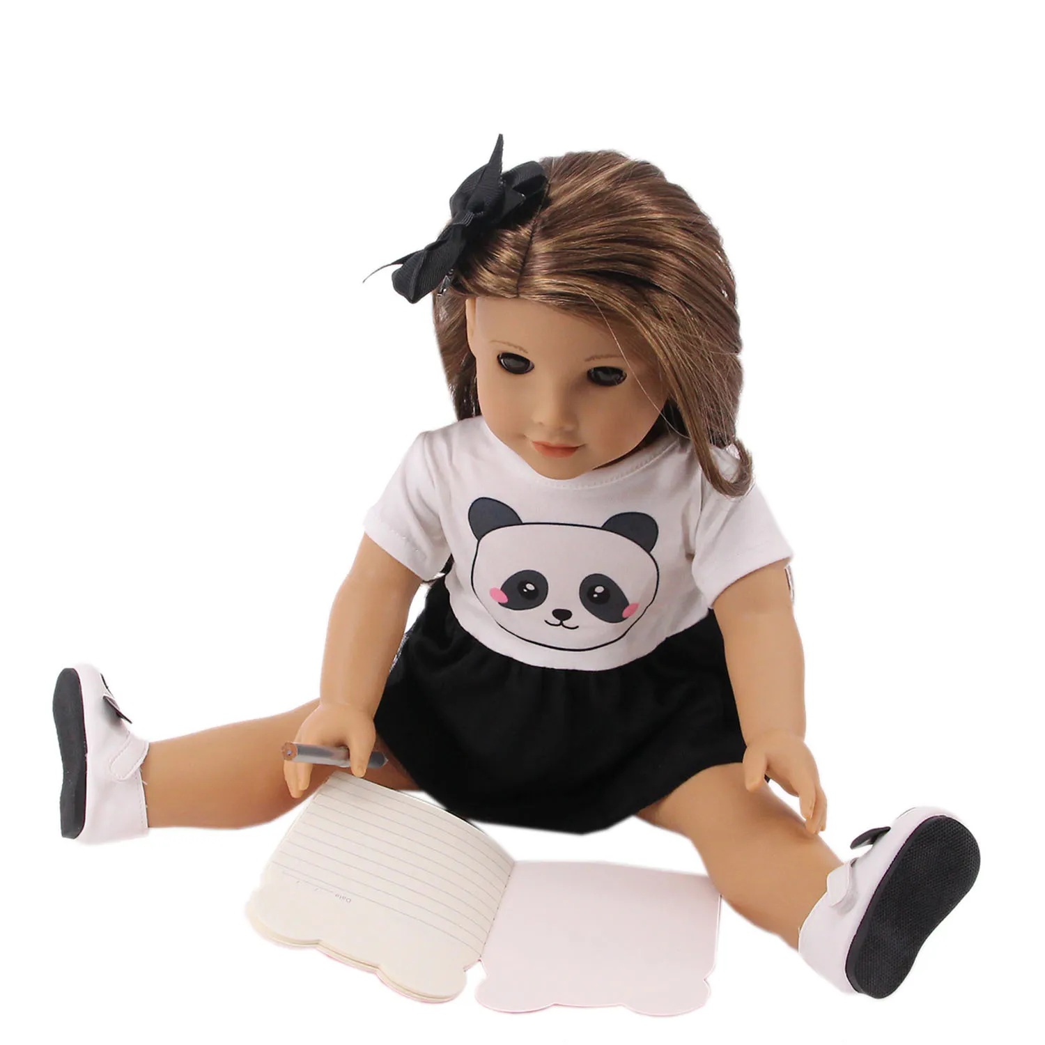 Panda bonito ternos roupas de boneca sapatos acessórios para 18 Polegada boneca americana & 43cm reborn bebê boneca acessórios brinquedo das crianças presente