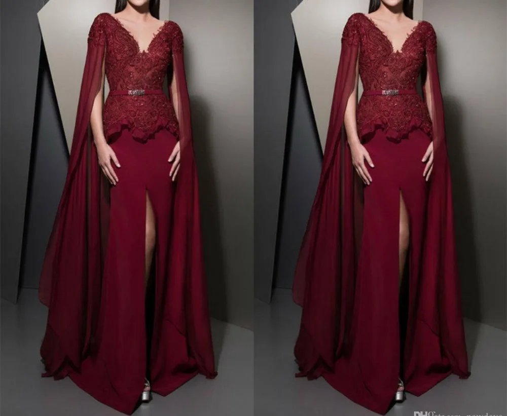 2019 wunderschöne Abendkleider Sexy V-ausschnitt Spitze Appliques Vorder Split Abendkleid robe de soiree Meerjungfrau Formale Partei abend kleid