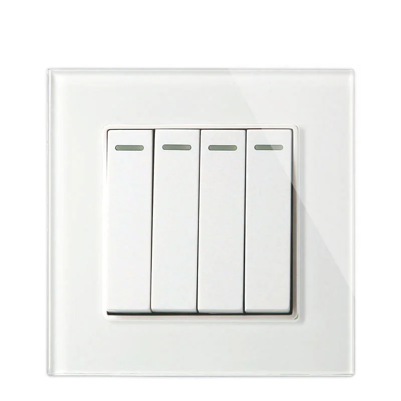 Avoir Wall Button Switch 1 2 3 4 Gang 1 2 Way Button Switches Light Switch On / Off Glass Panel Outlet Lamp Light Switch