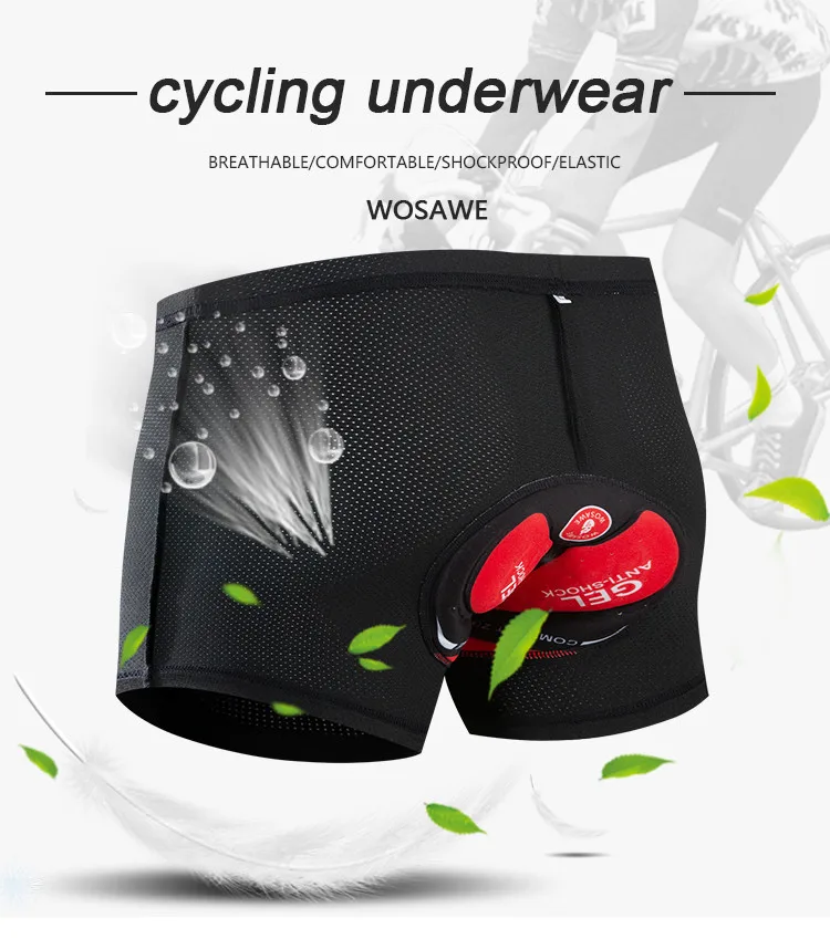 WOSAWE Cycling shorts gel Breathable Shockproof MTB Road Bicycle Riding Shorts Pants cyclisme homme велосипедки женские