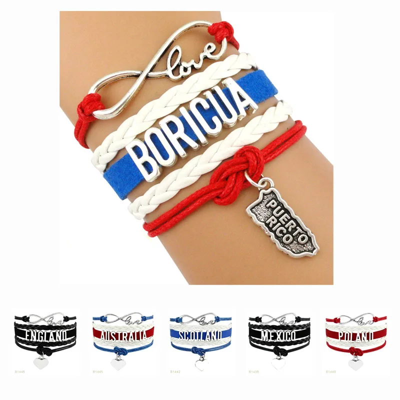 Country Puerto Rico Boricua Mexico Bracelets Women Men Unisex Jewelry Gift Drop Shipping