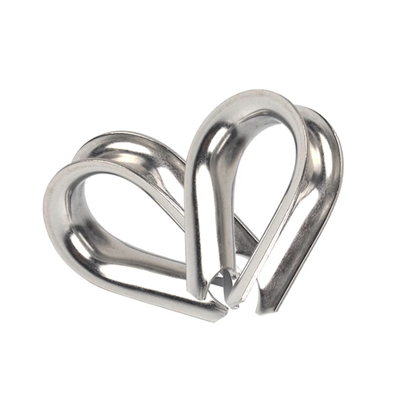 Anneau de protection de câble métallique en acier inoxydable 304, attaches de gréement, cosses de ligne d'injecteur, pince à anneau en argent, boucle de fil de treuil, 10 pièces