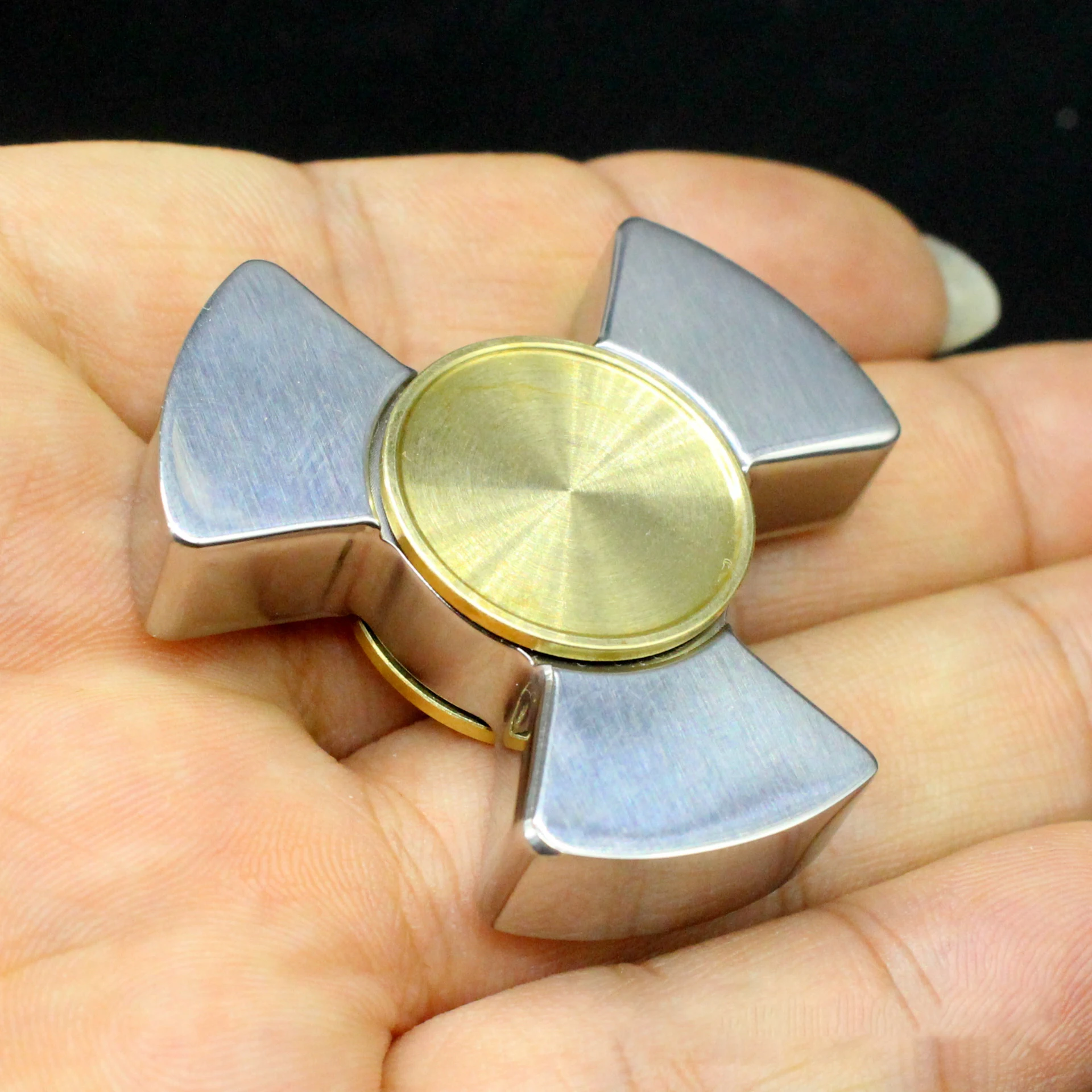 Brass Stainless Tri Fidget Spinners Relief Stress EDC Toys for Kids Adults Fingertip Gyro Metal ADHD Anti Stress Boys Hand Gifts