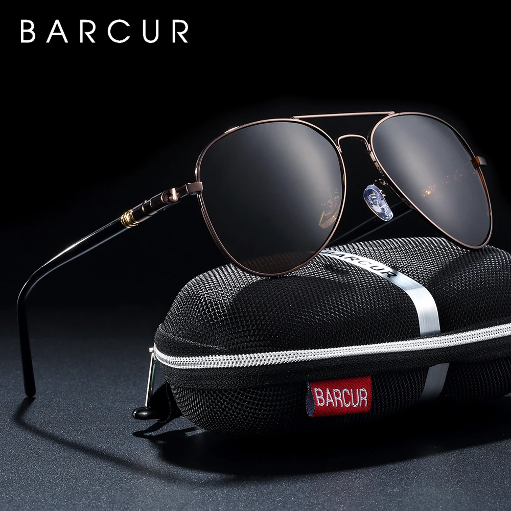 BARCUR Germany Sunglasses Men Polarized Classic Driving Glasses Retro Mens Accessories Luxury Italy Brand