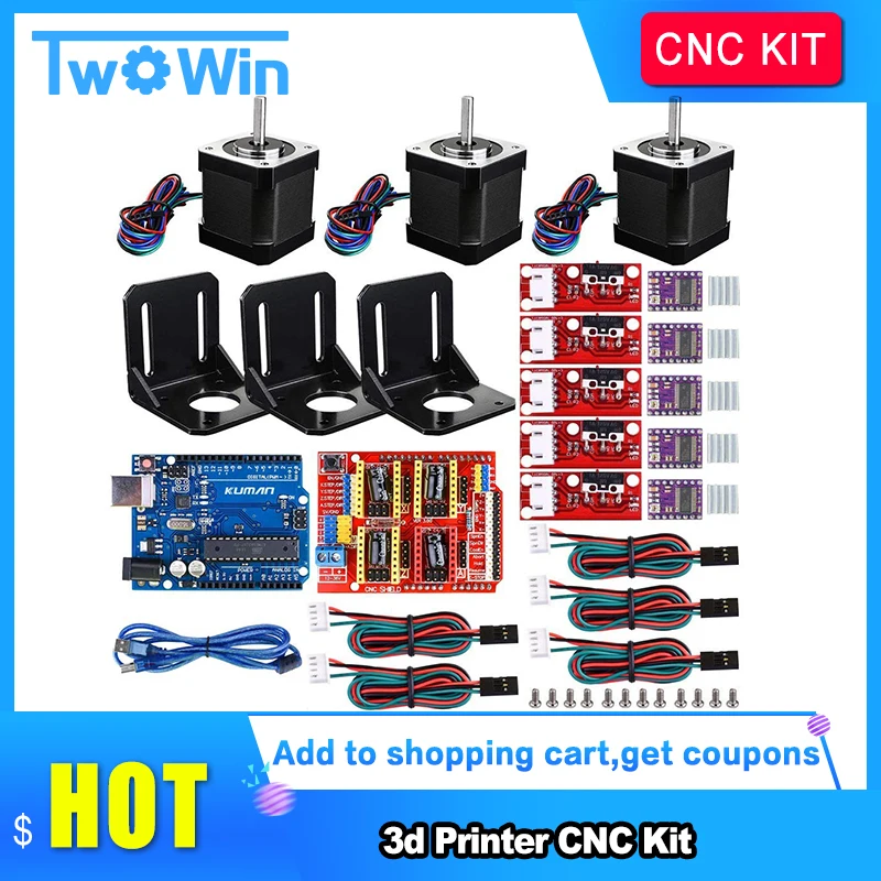 Professional 3d Printer CNC Kit +UNO R3 Board+RAMPS 1.4 Mechanical Switch Endstop+DRV8825 Motor Driver+Nema 17 motor