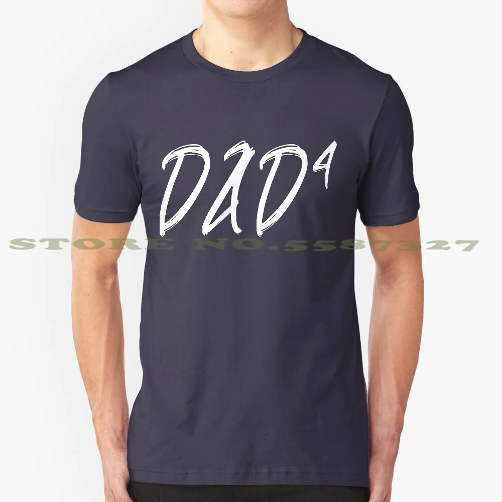 Dad Fourth Dad4 With 4 Kids Fun Fathers Day 100% Cotton T-Shirt Dad4 Fourth Fathers Day Dads Quintuplets Of Reveal Baby